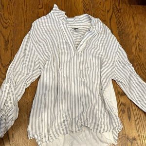 Striped quarter button, collar shirt, cotton on back